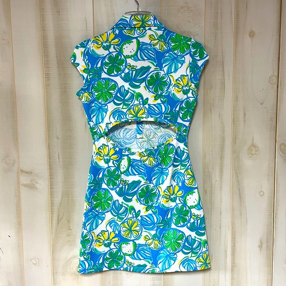Lilly Pulitzer Rayna Dress Sweet and Sour  Blue Lemon Print Mini Dress Sz S - Picture 6 of 10